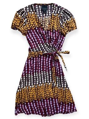 Anthropologie Anna Sui Silk Blend Dot Wrap Dress